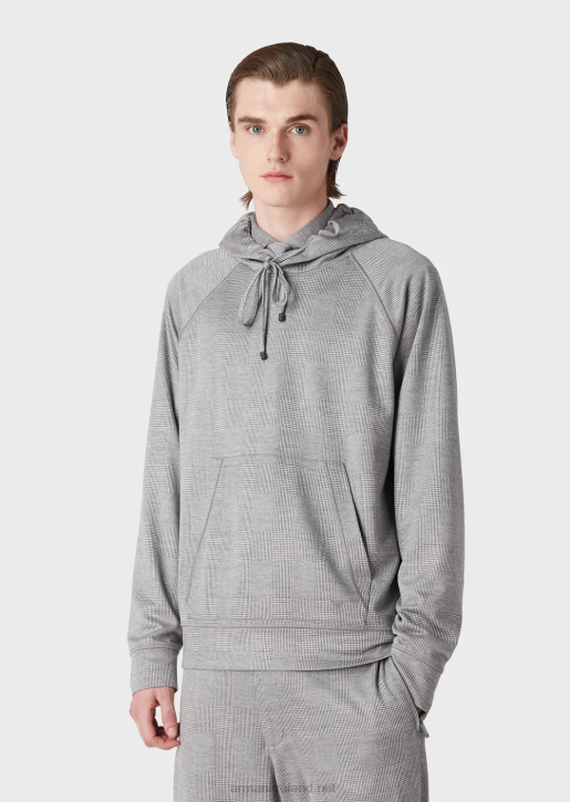 Men 086V1583 Prince Of Wales Eucalyptus Wool-Blend Jersey Jumper Armani Gray