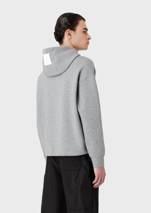 Men 086V1587 Double Jersey Hooded Sweatshirt With Embroidered Logo Armani Gray