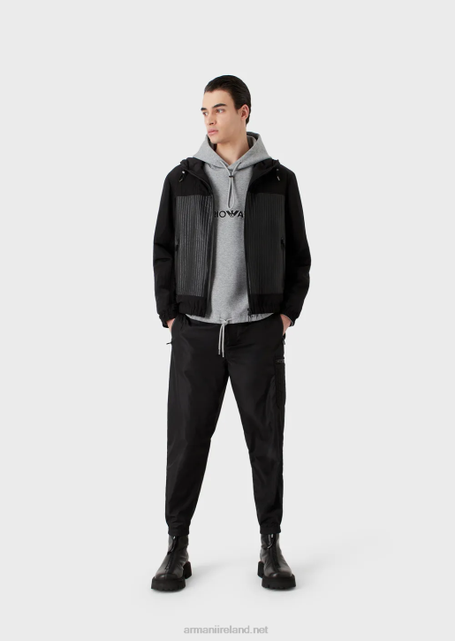 Men 086V1587 Double Jersey Hooded Sweatshirt With Embroidered Logo Armani Gray
