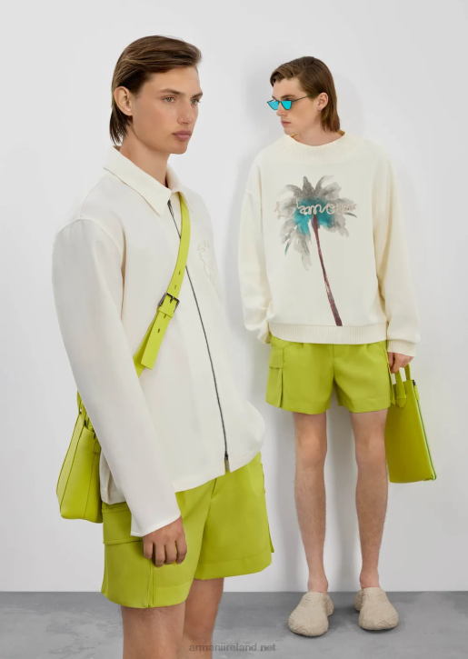 Men 086V1590 Sweatshirt With Palm Tree Print And L'Amour Embroidery Armani White