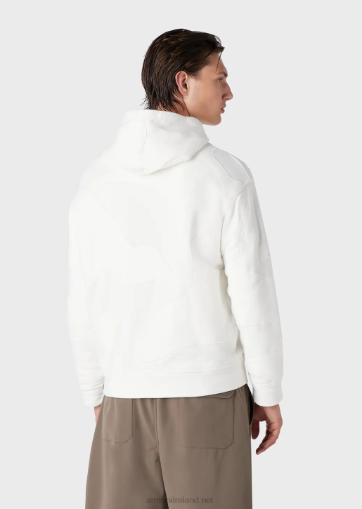 Men 086V1593 Hooded Sweatshirt With Oversized Colour-Matched Camouflage Embroidery Armani White