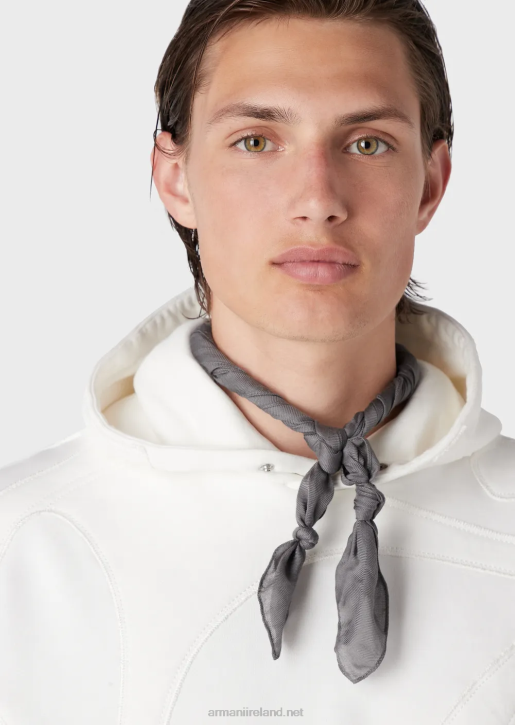 Men 086V1593 Hooded Sweatshirt With Oversized Colour-Matched Camouflage Embroidery Armani White