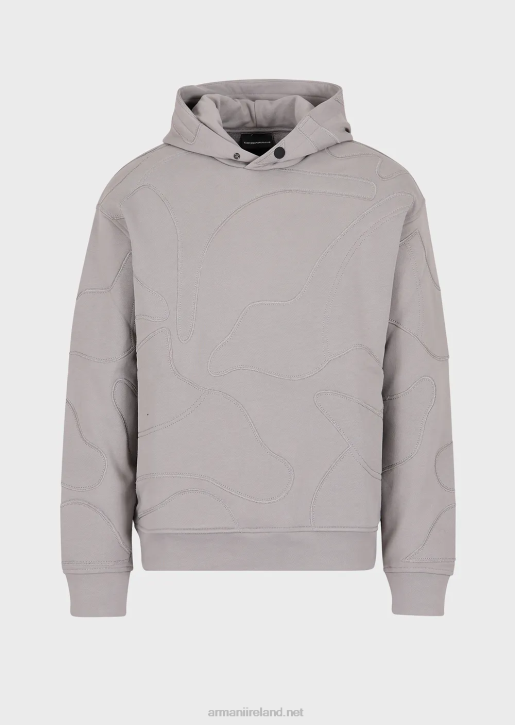 Men 086V1594 Hooded Sweatshirt With Oversized Colour-Matched Camouflage Embroidery Armani Gray