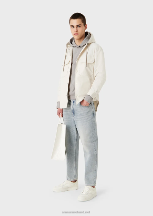Men 086V1594 Hooded Sweatshirt With Oversized Colour-Matched Camouflage Embroidery Armani Gray