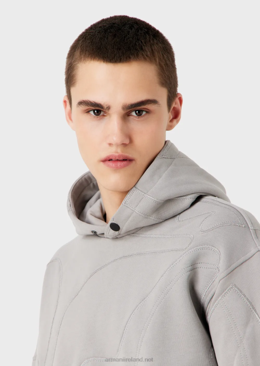 Men 086V1594 Hooded Sweatshirt With Oversized Colour-Matched Camouflage Embroidery Armani Gray