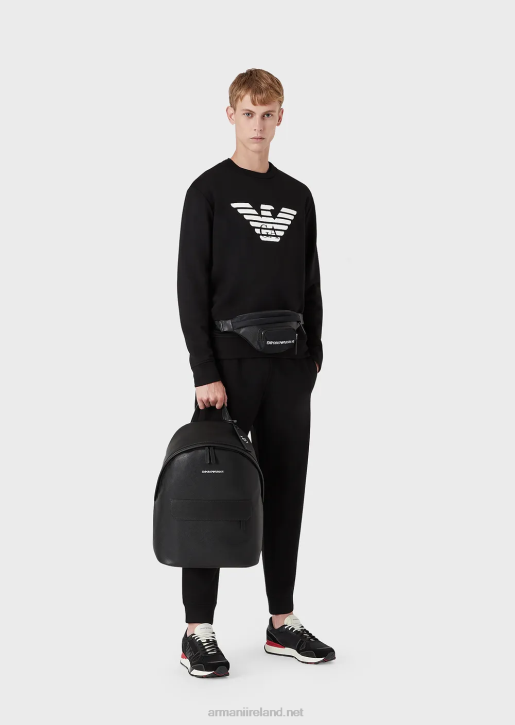 Men 086V1595 Modal-Blend Sweatshirt With Logo Print Armani Pattern