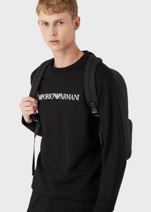 Men 086V1596 Modal-Blend Sweatshirt With Logo Print Armani Black
