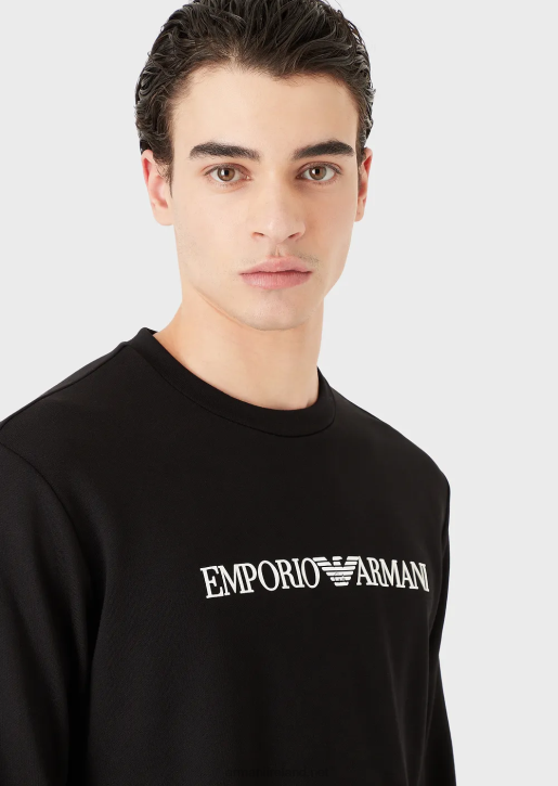 Men 086V1596 Modal-Blend Sweatshirt With Logo Print Armani Black