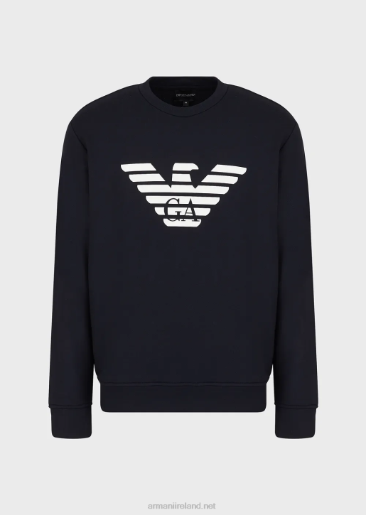 Men 086V1597 Modal-Blend Sweatshirt With Logo Print Armani Blue Logo