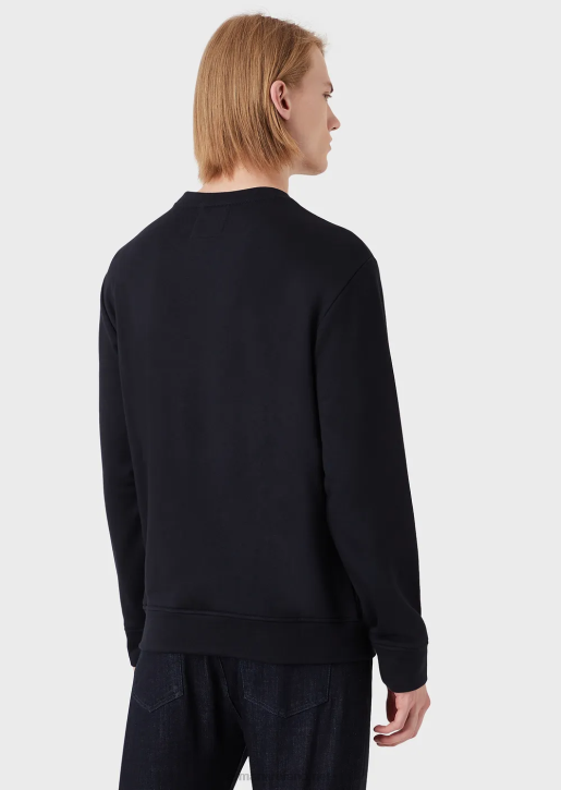 Men 086V1597 Modal-Blend Sweatshirt With Logo Print Armani Blue Logo