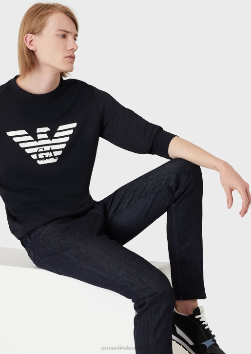 Men 086V1597 Modal-Blend Sweatshirt With Logo Print Armani Blue Logo
