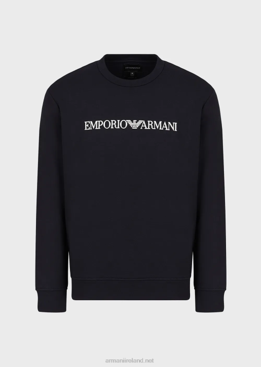 Men 086V1598 Modal-Blend Sweatshirt With Logo Print Armani Navy Blue
