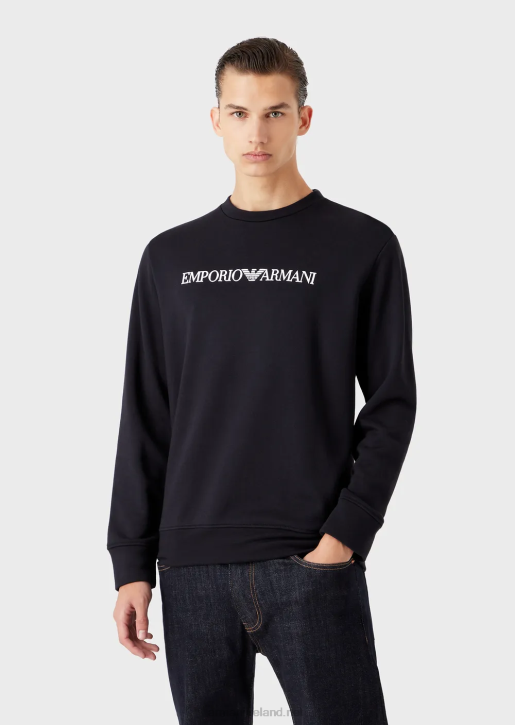 Men 086V1598 Modal-Blend Sweatshirt With Logo Print Armani Navy Blue
