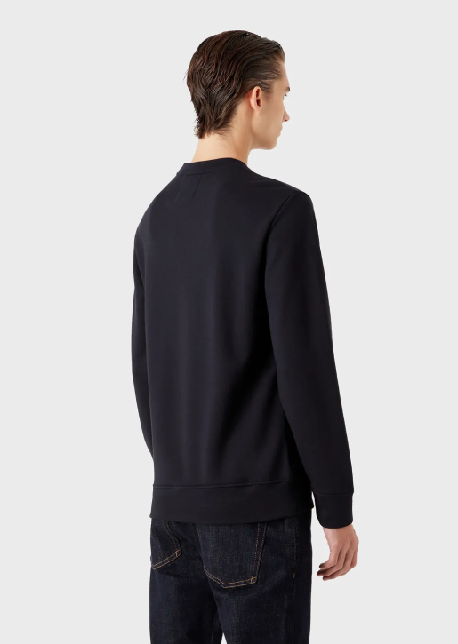 Men 086V1598 Modal-Blend Sweatshirt With Logo Print Armani Navy Blue