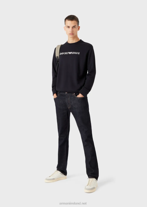 Men 086V1598 Modal-Blend Sweatshirt With Logo Print Armani Navy Blue