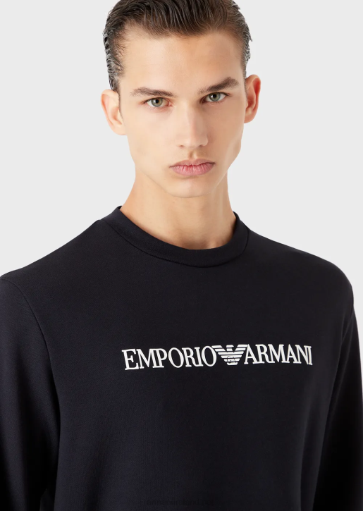 Men 086V1598 Modal-Blend Sweatshirt With Logo Print Armani Navy Blue