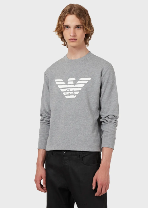 Men 086V1600 Modal-Blend Sweatshirt With Logo Print Armani Gray Logo