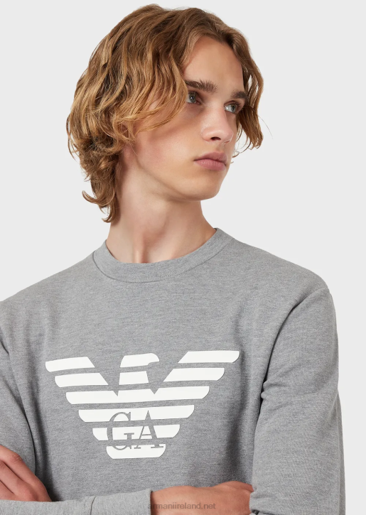Men 086V1600 Modal-Blend Sweatshirt With Logo Print Armani Gray Logo