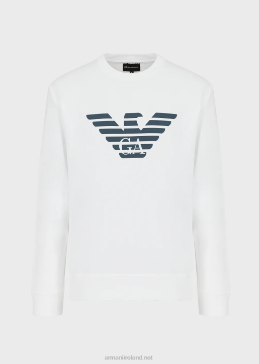 Men 086V1601 Modal-Blend Sweatshirt With Logo Print Armani White Logo