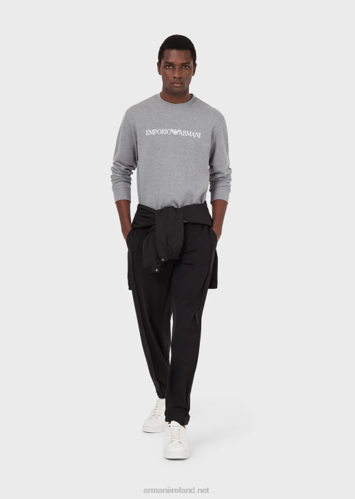 Men 086V1601 Modal-Blend Sweatshirt With Logo Print Armani White Logo