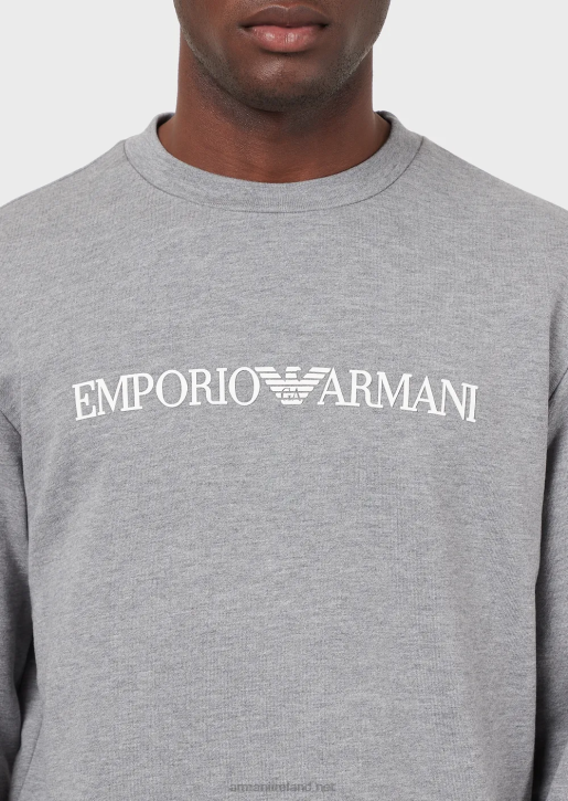 Men 086V1601 Modal-Blend Sweatshirt With Logo Print Armani White Logo