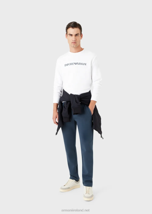 Men 086V1602 Modal-Blend Sweatshirt With Logo Print Armani White