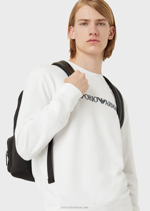 Men 086V1602 Modal-Blend Sweatshirt With Logo Print Armani White