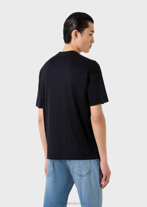 Men 086V1609 Tencel-Blend Jersey T-Shirt With Emporio Armani 81 Contoured PatchesNavy Blue