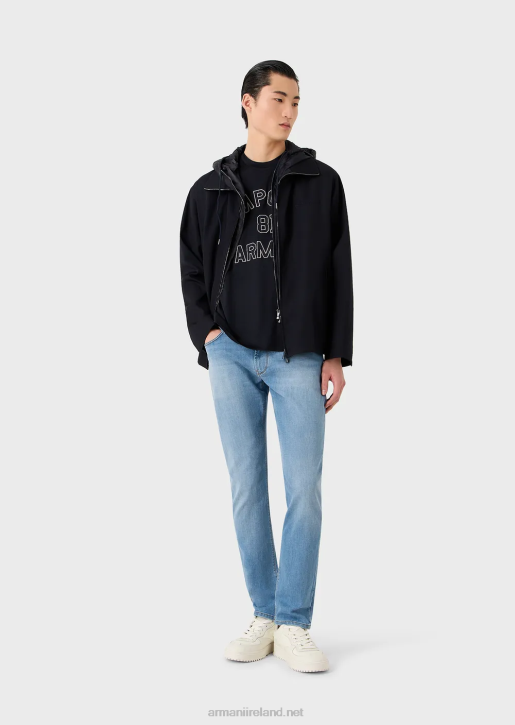 Men 086V1609 Tencel-Blend Jersey T-Shirt With Emporio Armani 81 Contoured PatchesNavy Blue