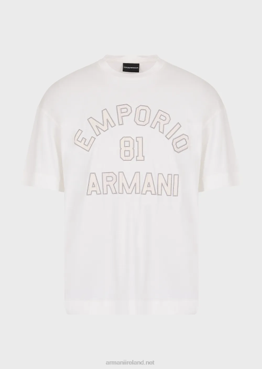 Men 086V1610 Tencel-Blend Jersey T-Shirt With Emporio Armani 81 Contoured PatchesWhite