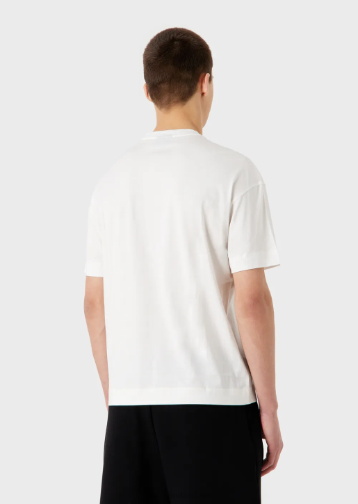 Men 086V1610 Tencel-Blend Jersey T-Shirt With Emporio Armani 81 Contoured PatchesWhite