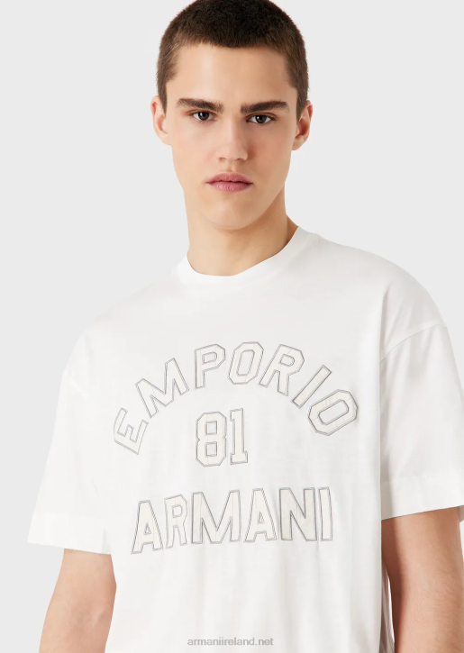 Men 086V1610 Tencel-Blend Jersey T-Shirt With Emporio Armani 81 Contoured PatchesWhite