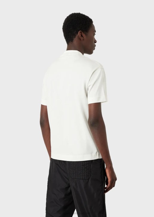 Men 086V1616 Mercerised-Jersey T-Shirt With Contrasting Eagle Patch Armani White