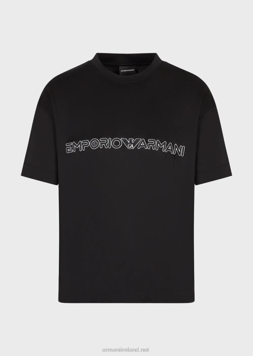 Men 086V1618 Tencel-Blend Jersey T-Shirt With Embossed Logo Armani Black