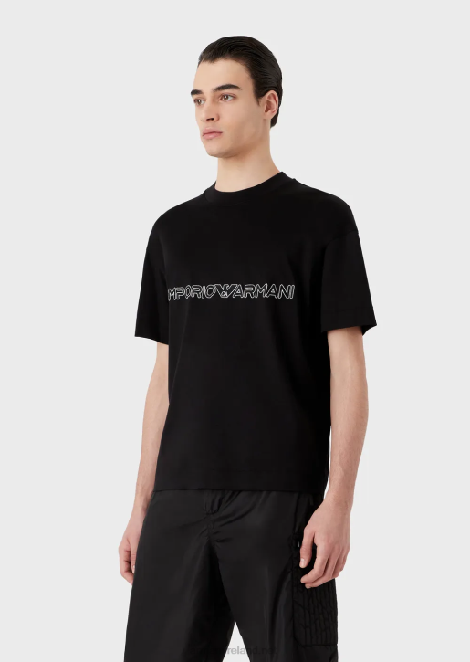 Men 086V1618 Tencel-Blend Jersey T-Shirt With Embossed Logo Armani Black