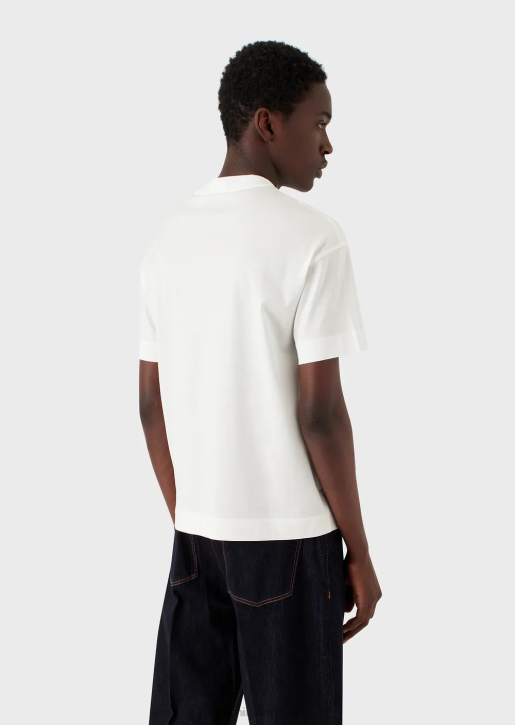 Men 086V1619 Tencel-Blend Jersey T-Shirt With Embossed Logo Armani White