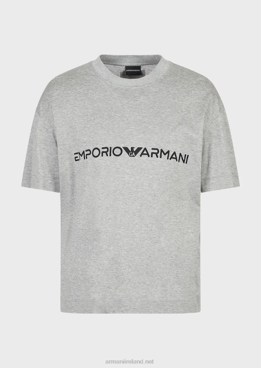 Men 086V1620 Tencel-Blend Jersey T-Shirt With Embossed Logo Armani Gray