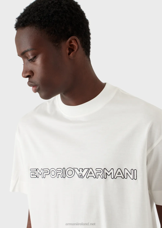 Men 086V1620 Tencel-Blend Jersey T-Shirt With Embossed Logo Armani Gray