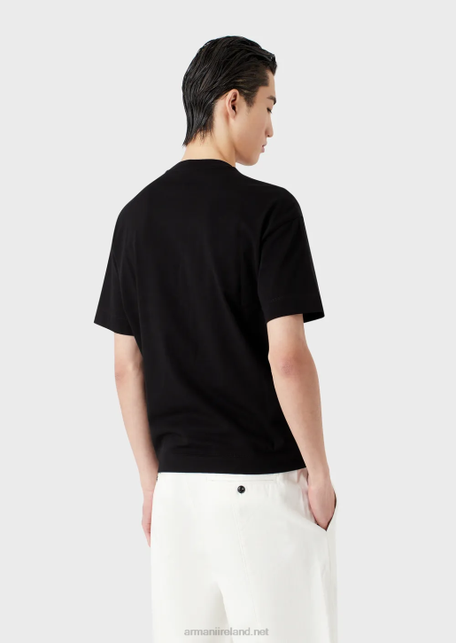 Men 086V1623 Heavy Jersey T-Shirt With Emporio Armani Embroidery In A Military FontDark Gray