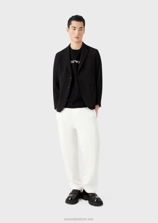 Men 086V1623 Heavy Jersey T-Shirt With Emporio Armani Embroidery In A Military FontDark Gray