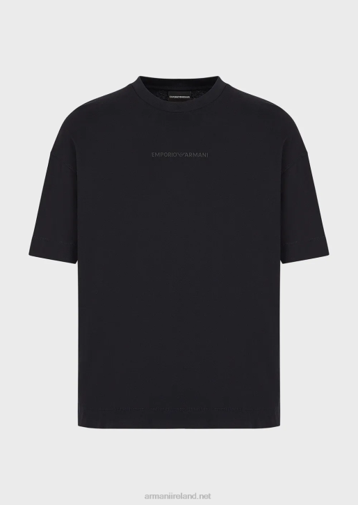 Men 086V1629 Heavy-Jersey T-Shirt With Bold Rubberised Logo Armani Navy Blue
