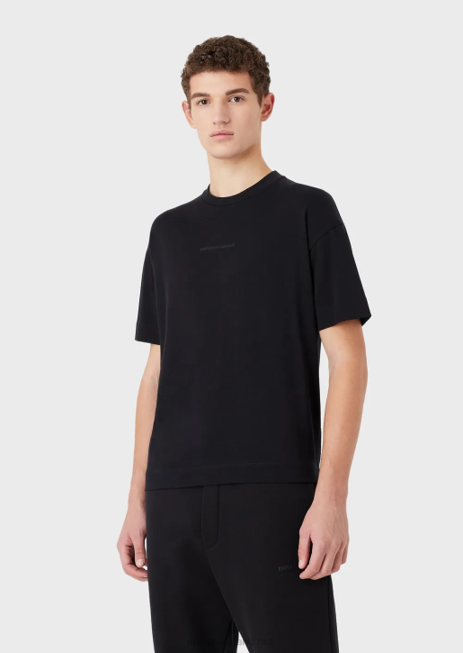 Men 086V1629 Heavy-Jersey T-Shirt With Bold Rubberised Logo Armani Navy Blue