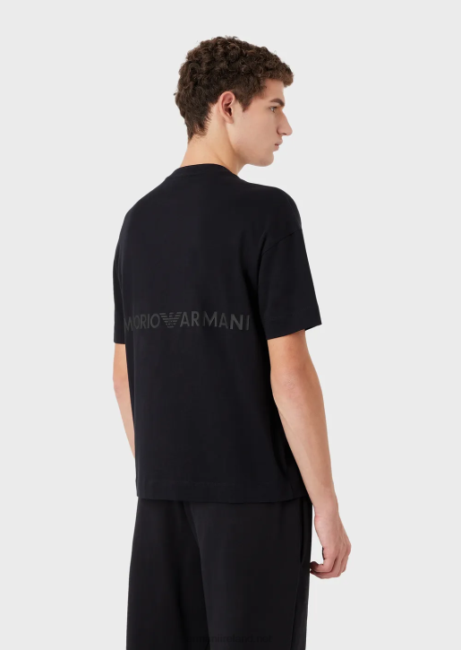 Men 086V1629 Heavy-Jersey T-Shirt With Bold Rubberised Logo Armani Navy Blue