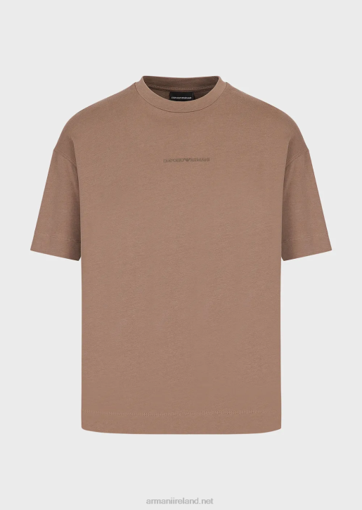 Men 086V1630 Heavy-Jersey T-Shirt With Bold Rubberised Logo Armani Dove Grey