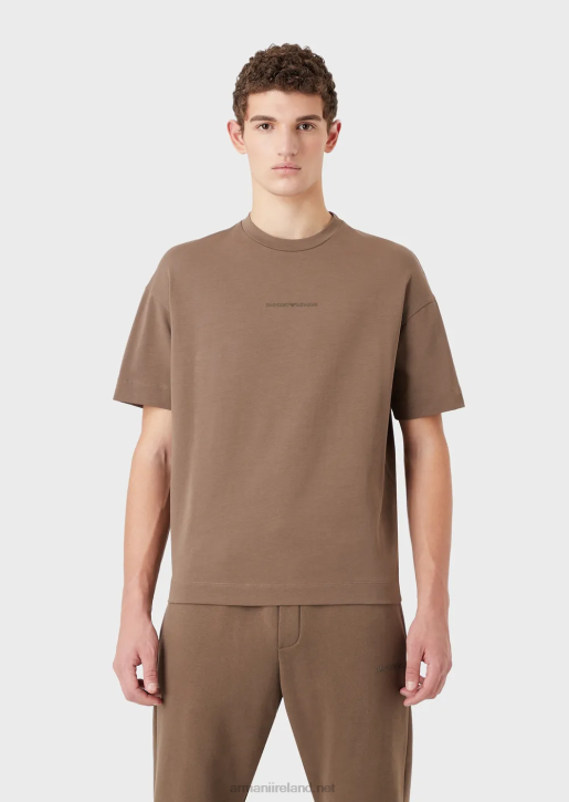 Men 086V1630 Heavy-Jersey T-Shirt With Bold Rubberised Logo Armani Dove Grey