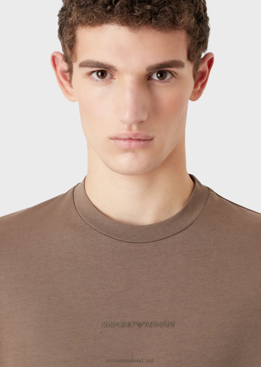 Men 086V1630 Heavy-Jersey T-Shirt With Bold Rubberised Logo Armani Dove Grey