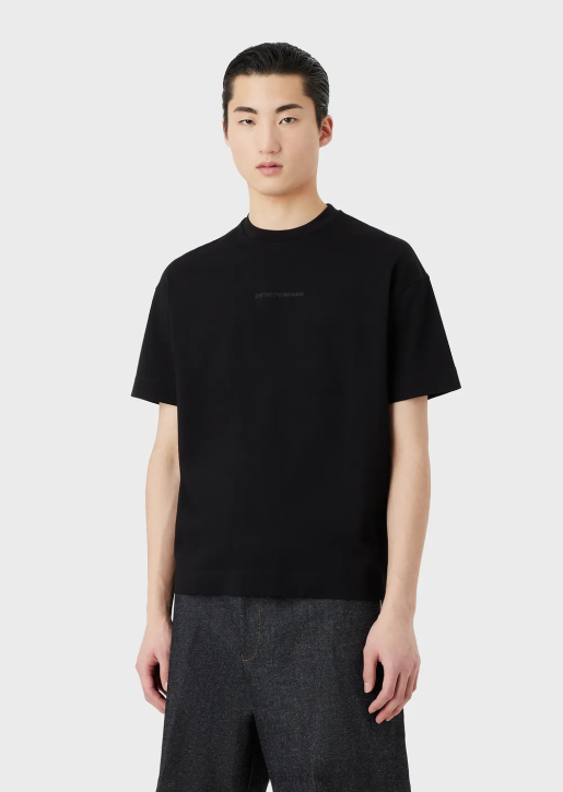 Men 086V1631 Heavy-Jersey T-Shirt With Bold Rubberised Logo Armani Black