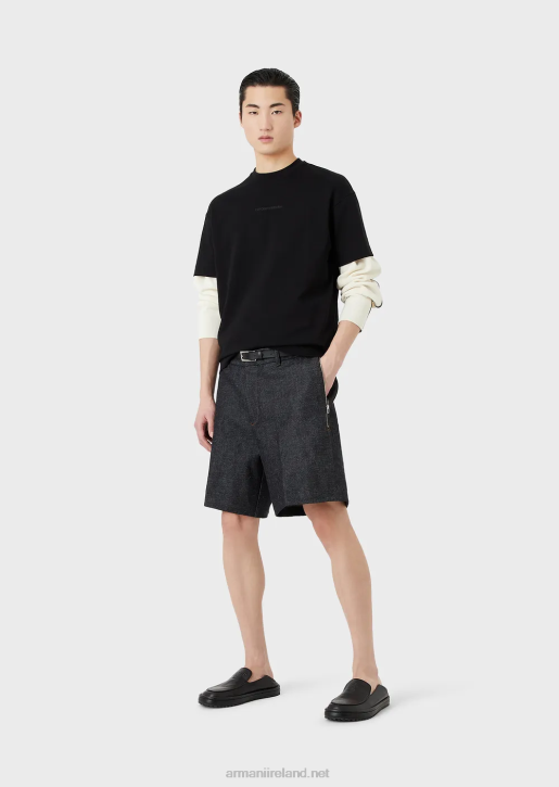 Men 086V1631 Heavy-Jersey T-Shirt With Bold Rubberised Logo Armani Black