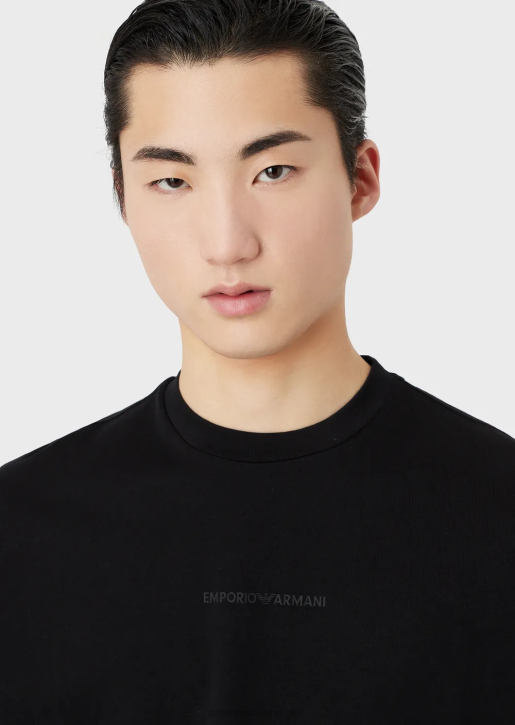 Men 086V1631 Heavy-Jersey T-Shirt With Bold Rubberised Logo Armani Black