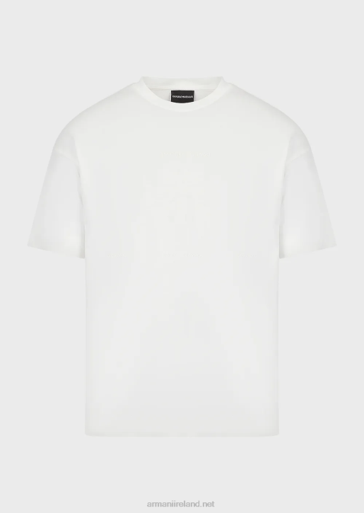 Men 086V1632 Heavy-Jersey T-Shirt With Bold Rubberised Logo Armani White